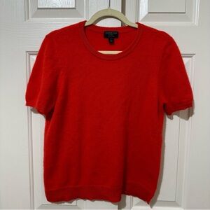 Charter Club Luxury Red Short Sleeve 100% Cashmere Sweater Size L EUC Nautical